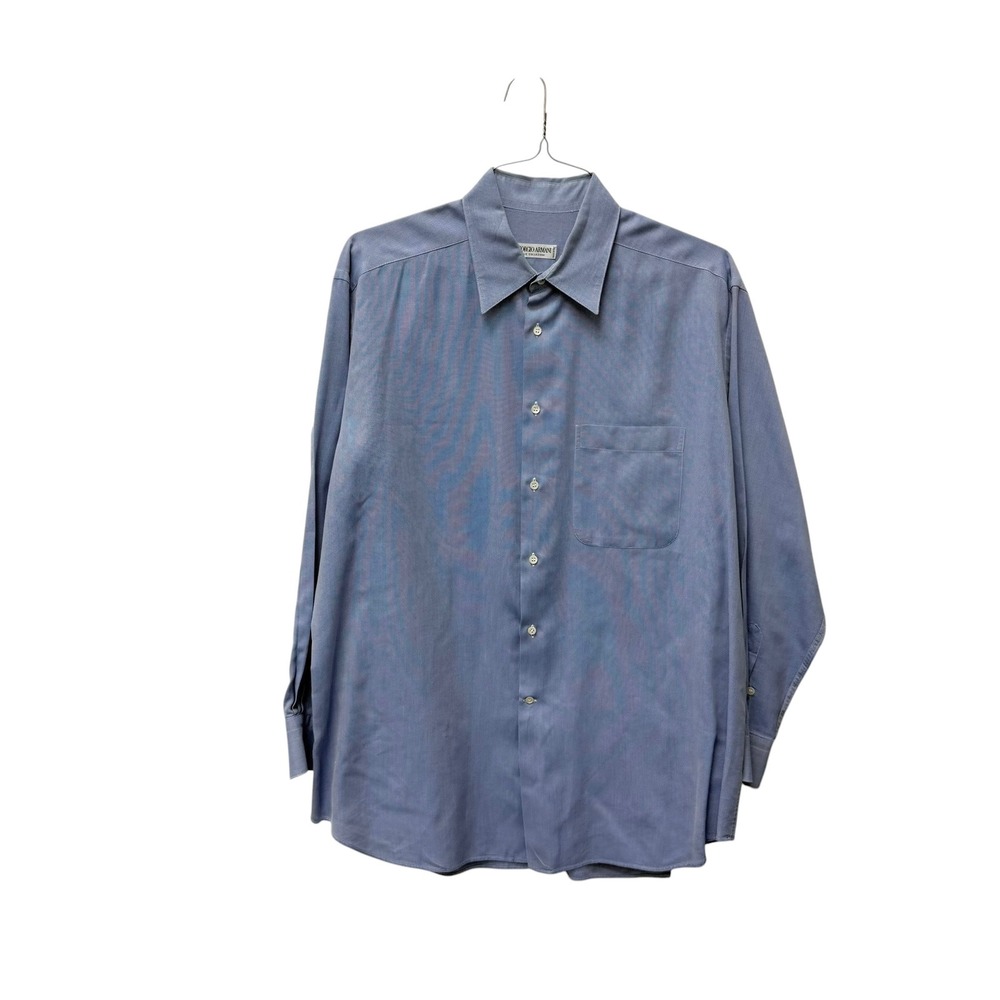 Vintage Giorgio Armani Le Collezioni Blue Micro Pattern Dress Shirt Italy